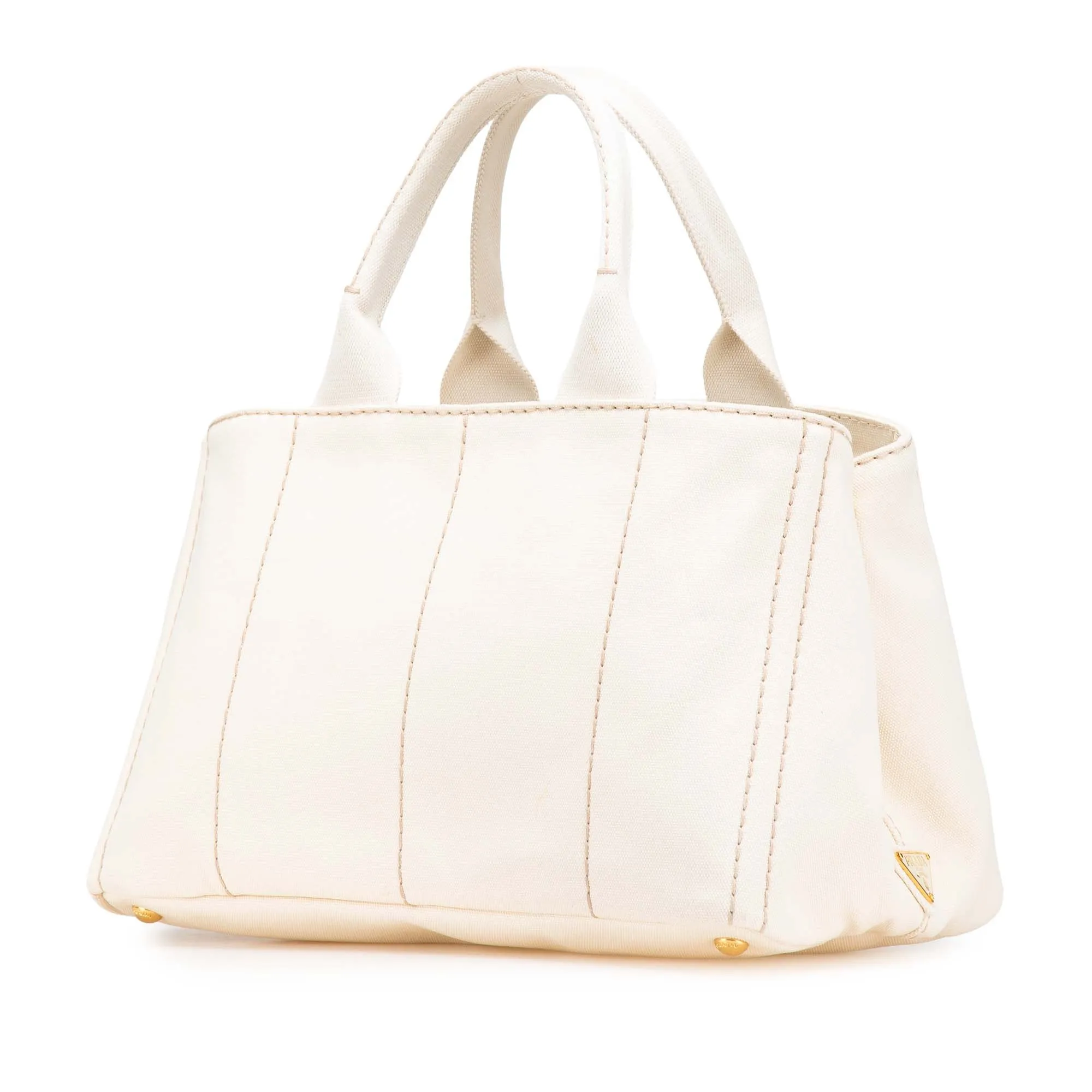 White Prada Canvas Canapa Logo Satchel