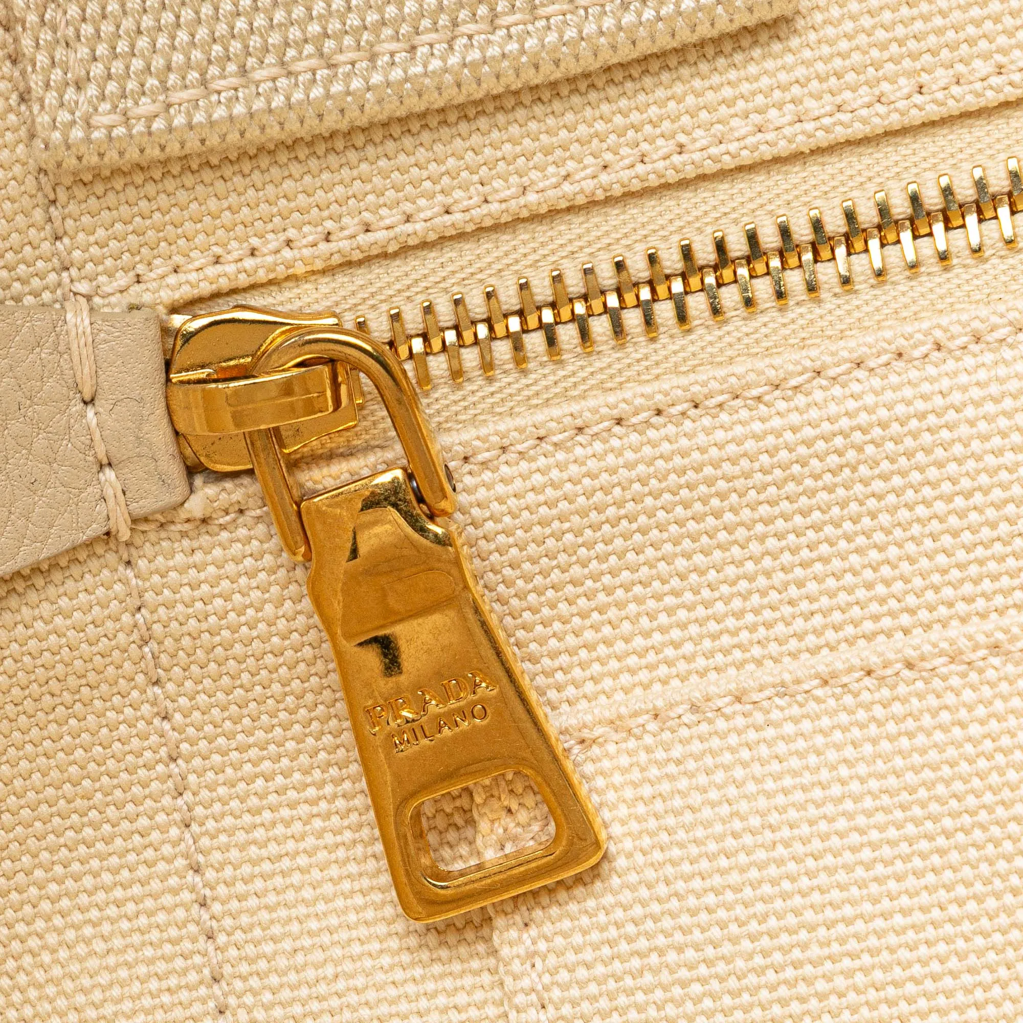 White Prada Canvas Canapa Logo Satchel
