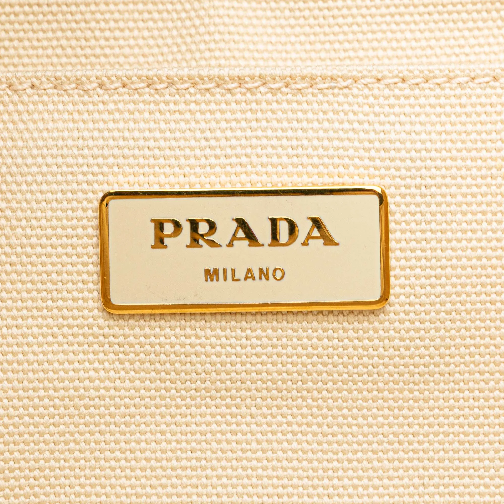 White Prada Canvas Canapa Logo Satchel