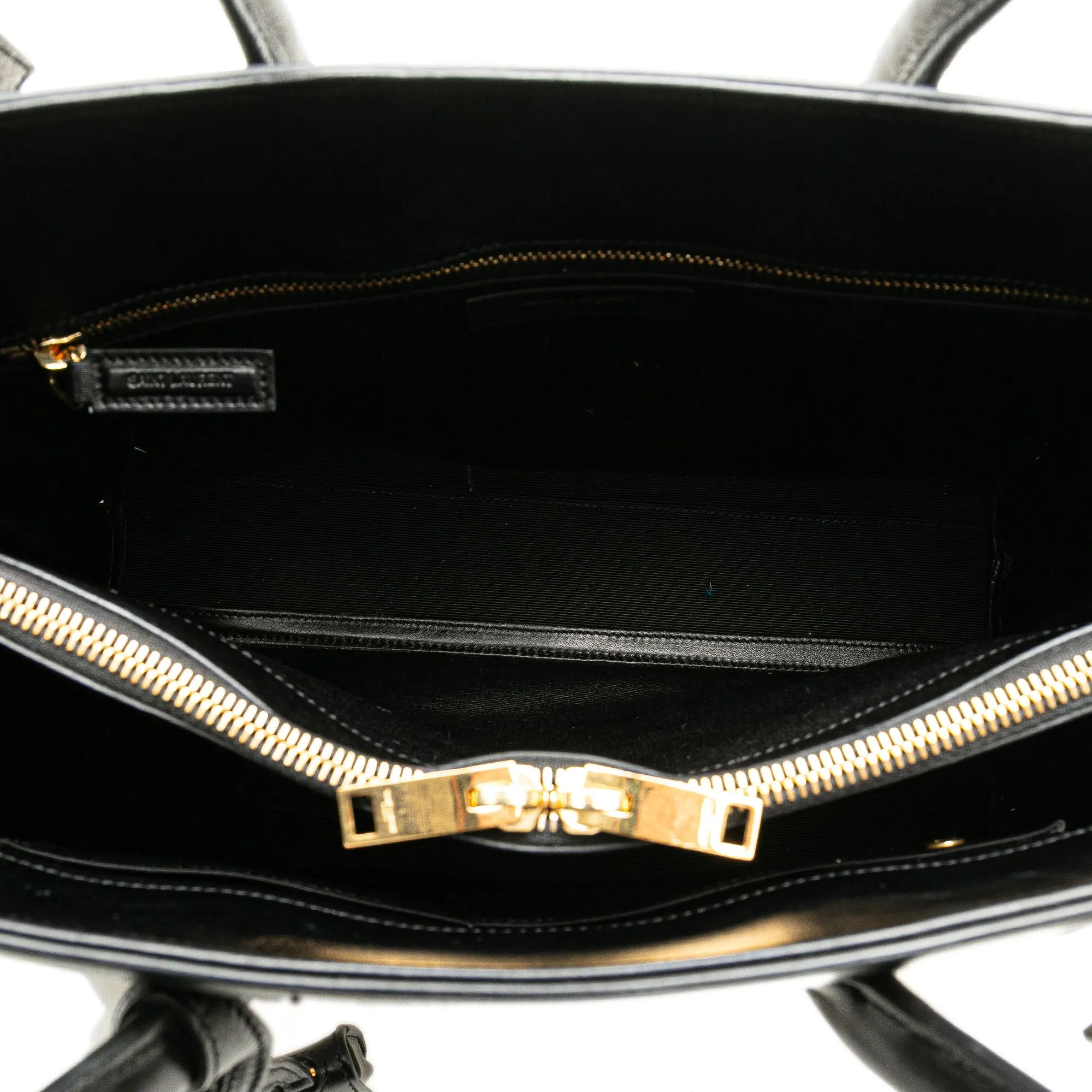 White Saint Laurent Small Bicolor Leather Sac de Jour Satchel