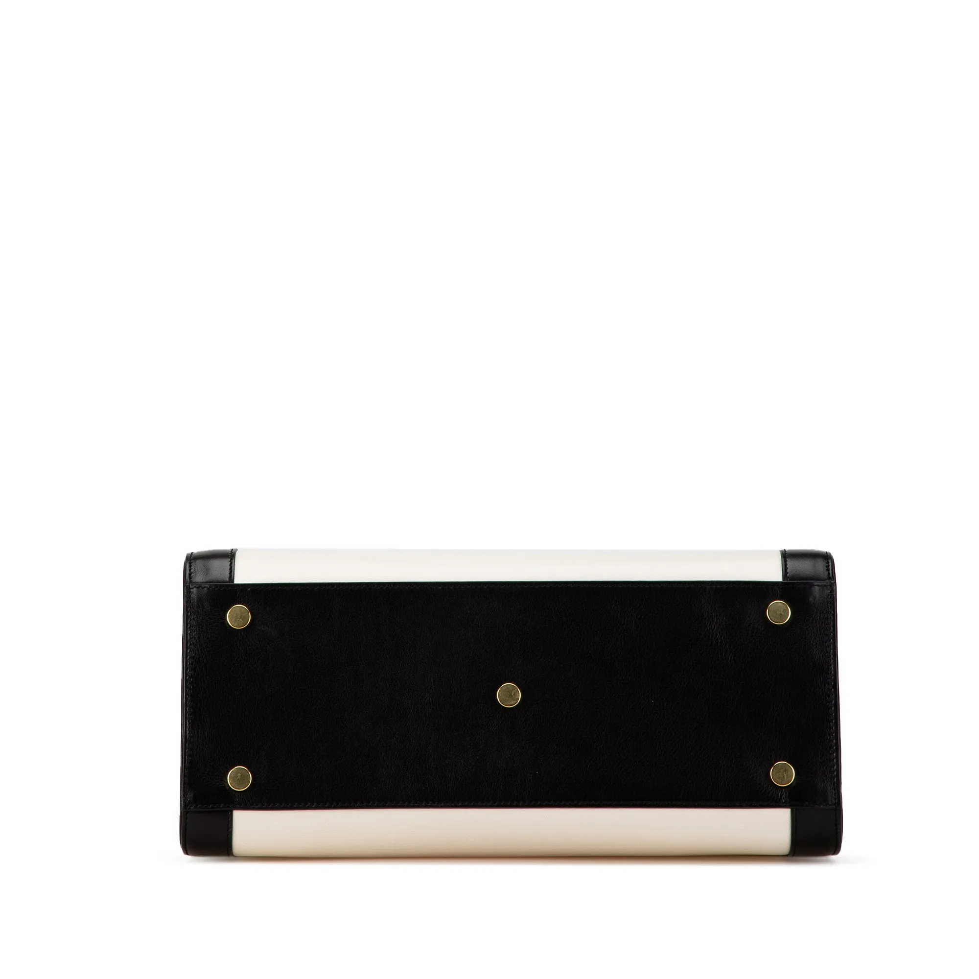 White Saint Laurent Small Bicolor Leather Sac de Jour Satchel