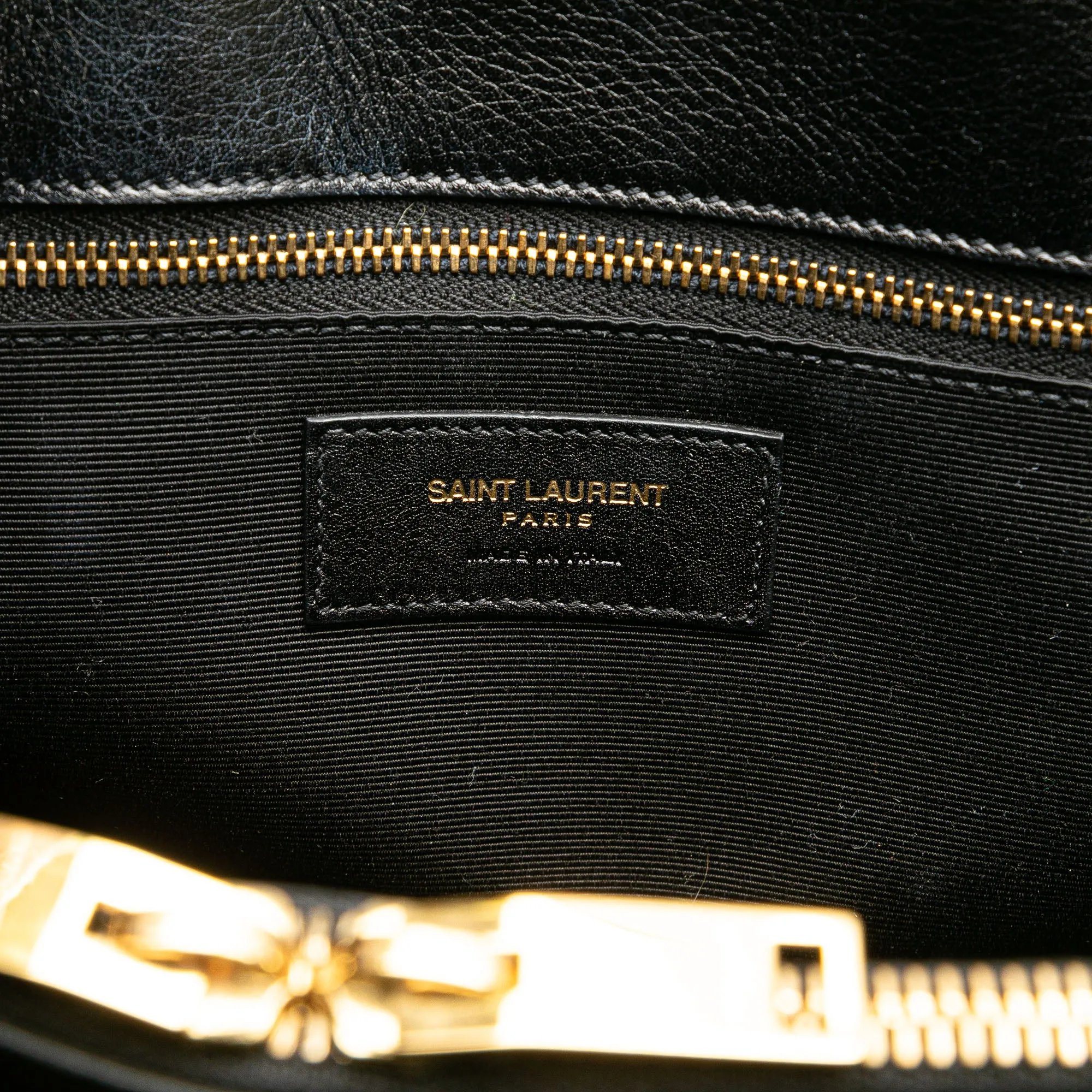 White Saint Laurent Small Bicolor Leather Sac de Jour Satchel