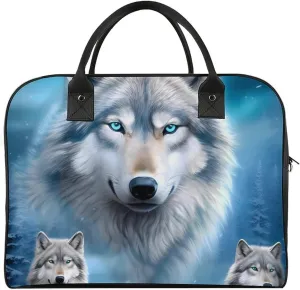 White Wolf Snow Moon Travel Duffel Bag Weekender Overnight Shoulder Bags Luggage Carrying Tote for Men Women