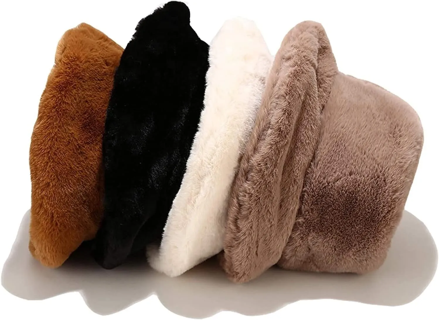 Winter Faux Fur Furry Bucket Hat Fluffy Fuzzy Warm Hat Plush Fisherman Hat for Women Men Teens Girls