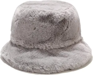 Winter Faux Fur Furry Bucket Hat Fluffy Fuzzy Warm Hat Plush Fisherman Hat for Women Men Teens Girls