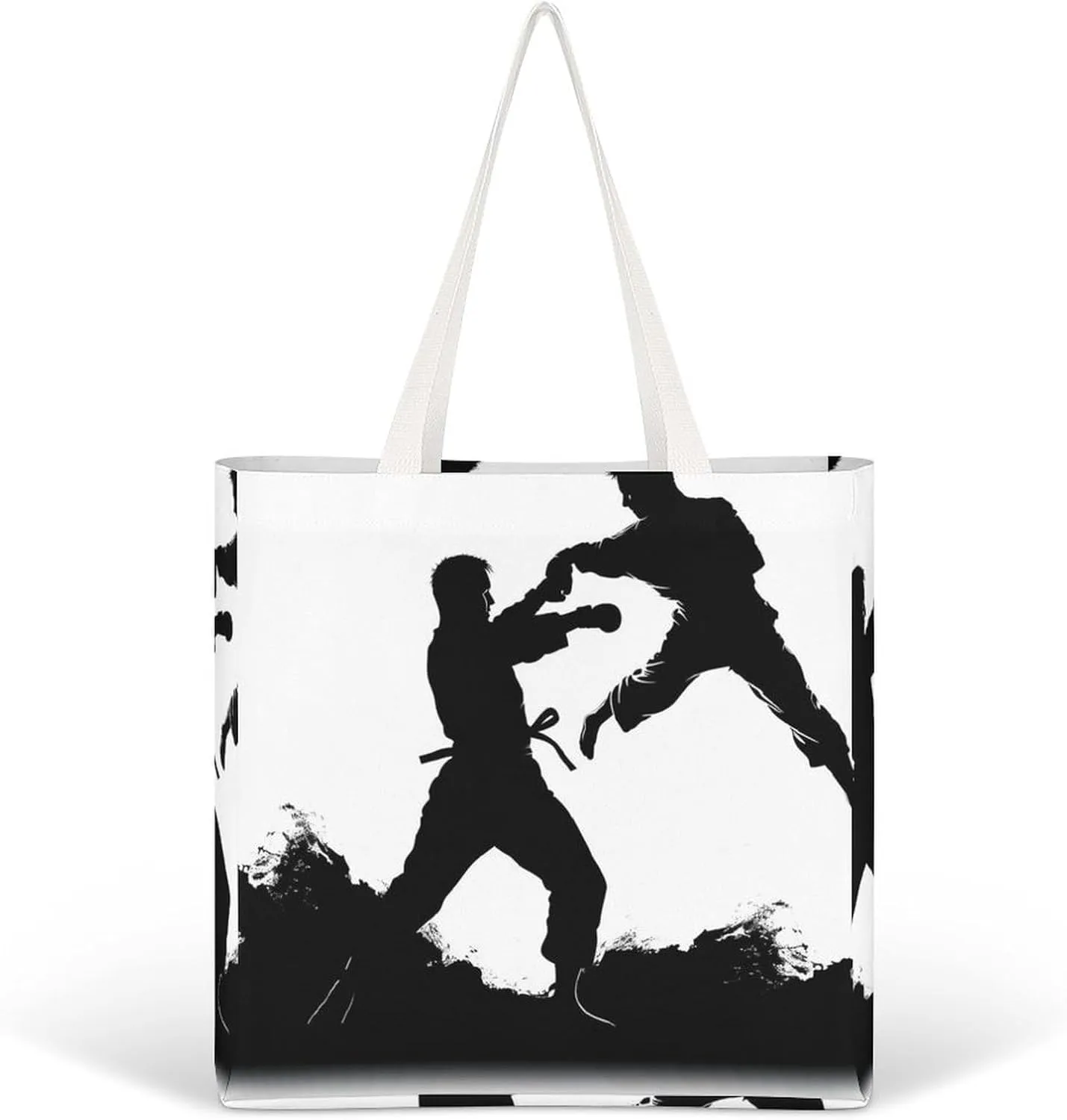 with Kickboxing Printed Canvas Tote Bags,Extra Large Shoulder Tote Bag,Lightweight Daily Bag Book Bag,Reusable Grocery Bags