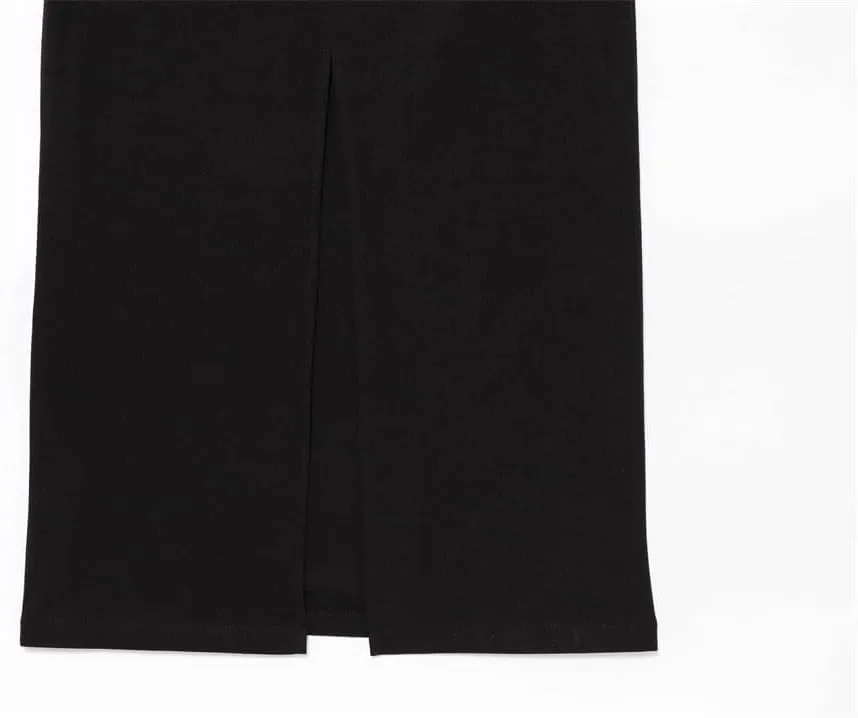 Women Black Mesh Camisole Dress Summer Style Sexy Slit Skirt Hip Hugging Long Skirt Dress