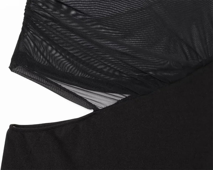 Women Black Mesh Camisole Dress Summer Style Sexy Slit Skirt Hip Hugging Long Skirt Dress
