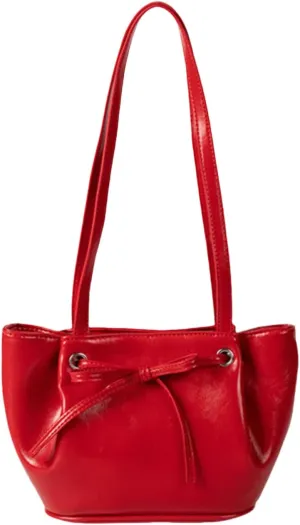 Women Bow-Adorned Large Capacity Underarm Bag, Fashion PU Leather Bucket Shoulder Bag, Minimalist Handbag
