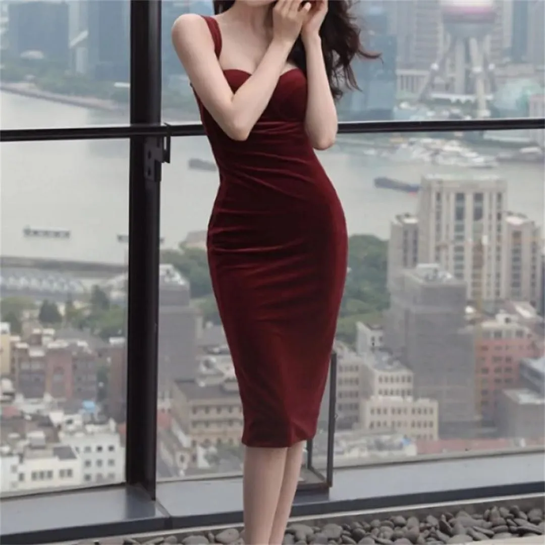Women Dresses Temperament Slip with Chest Pad Slim and Thin Inner Layer Bottom Hip Wrapping Midi Skirt Dress