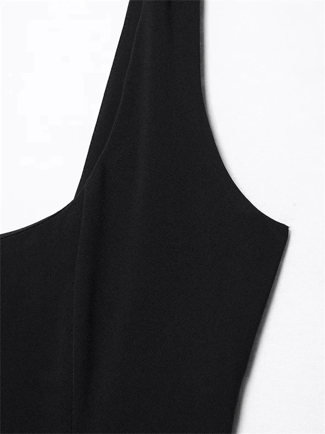 Women Elegant Square Neck Sleeveless Halter Dress Sexy Slimming Backless High Waisted Pleated Line Skirt Dress