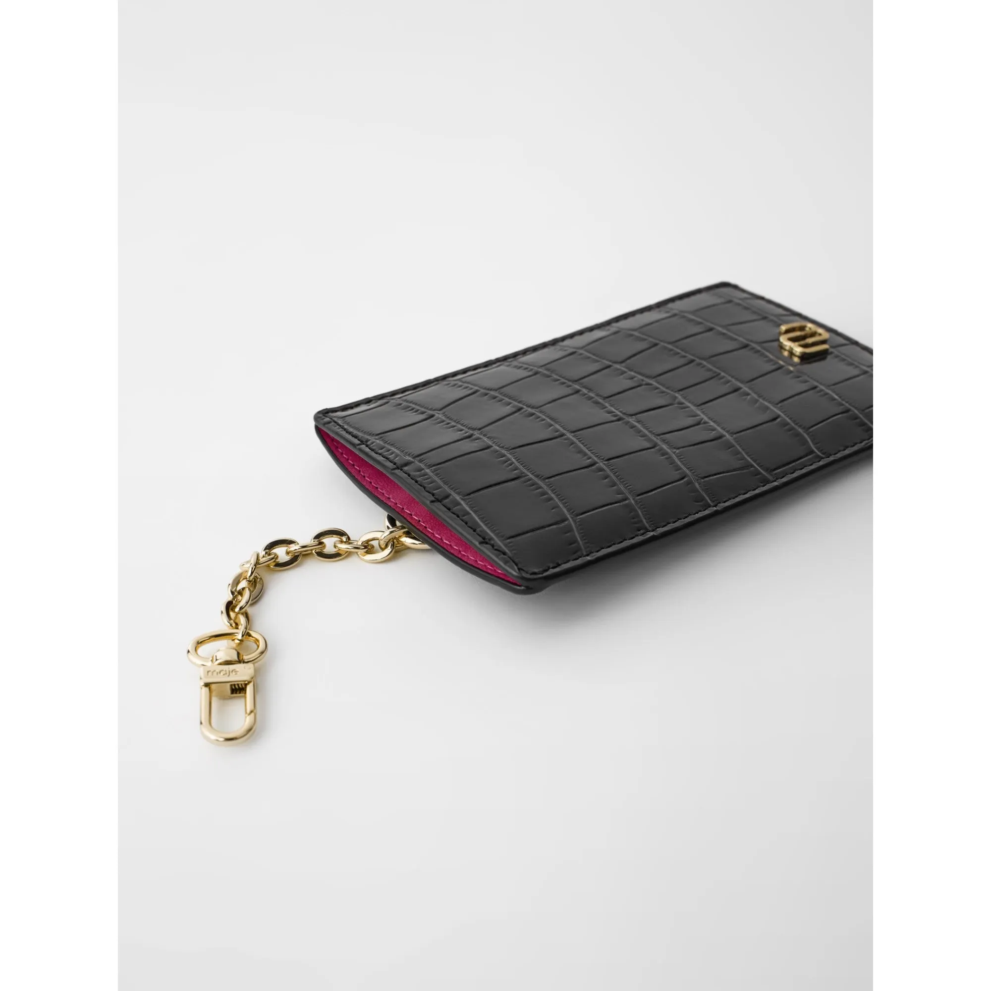 Women Embossed Leather Glasses Case - Black