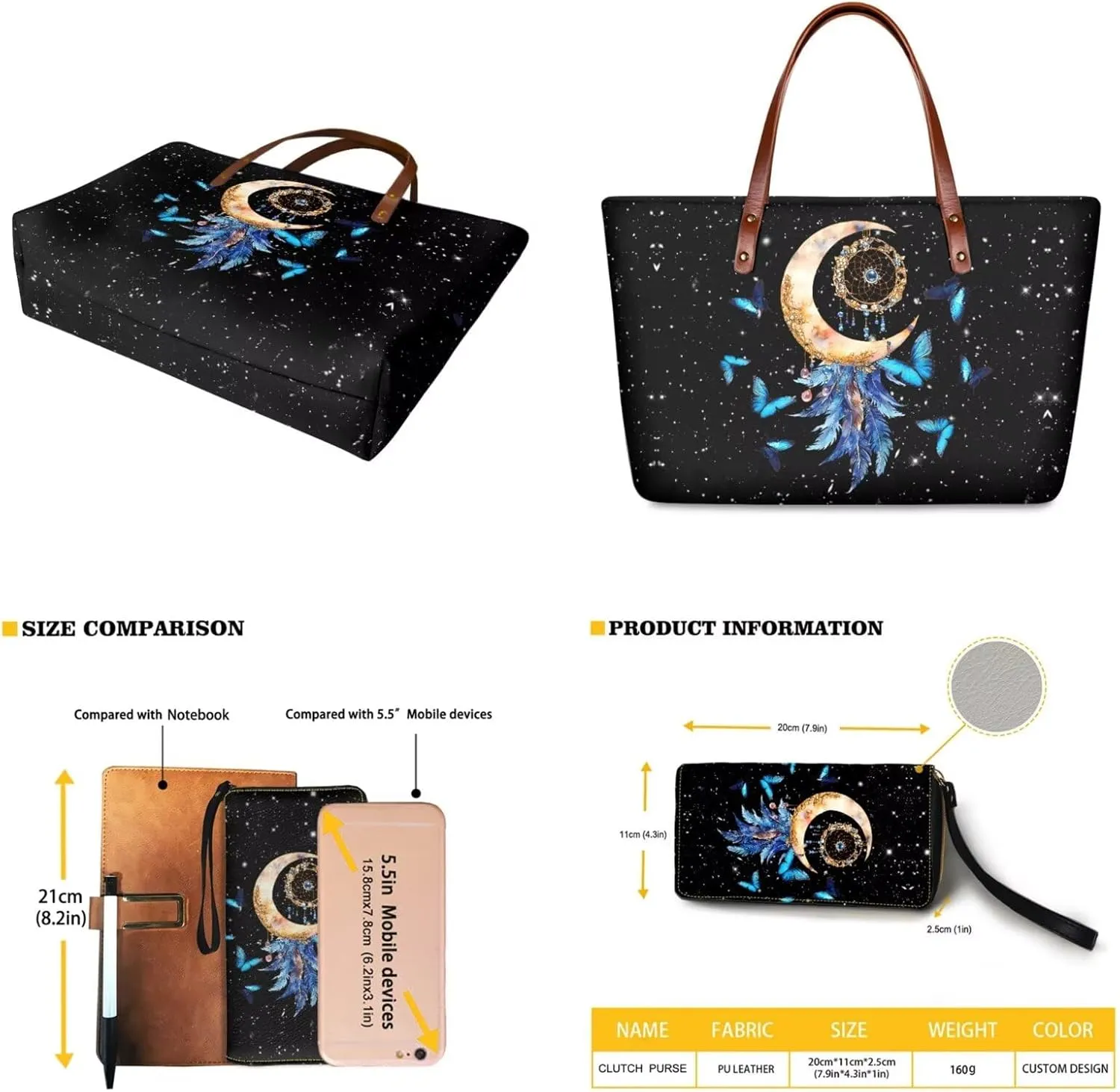 Women Handbag Wallet Combo,Portable Ladies Tote Bag Handbag,Top Handle Satchel Purse for Travel