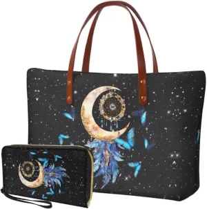 Women Handbag Wallet Combo,Portable Ladies Tote Bag Handbag,Top Handle Satchel Purse for Travel