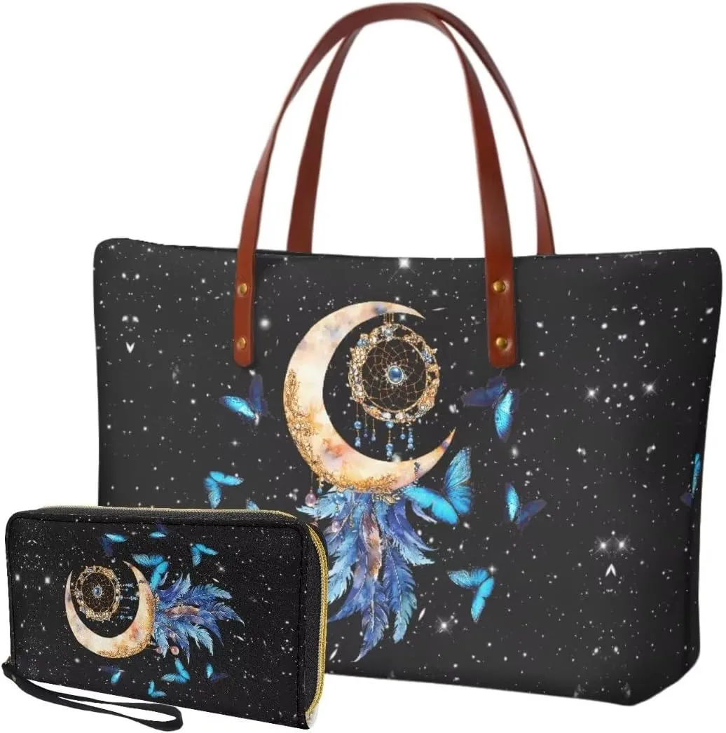 Women Handbag Wallet Combo,Portable Ladies Tote Bag Handbag,Top Handle Satchel Purse for Travel