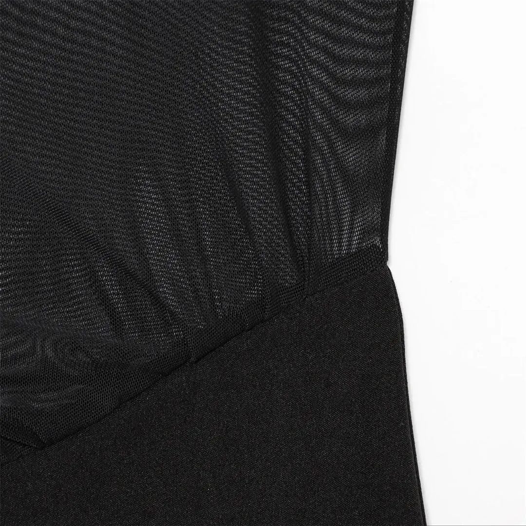 Women Hollow Sexy Evening Dress Backless Mesh Adjustable Spaghetti Straps Slim Fit Slit Midi Dress