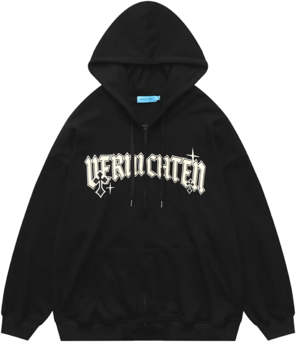 Women Men Cross Graphic Hoodies Y2K Jacket Fashion Aesthetic Sweatshirt Gothic Long Sleeve Letter Print Hoodies