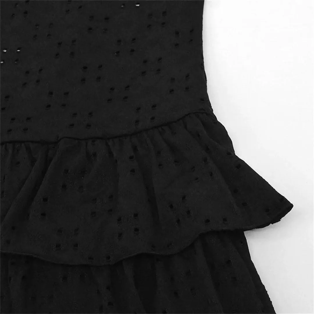 Women Mini Dress Summer Solid Neck Pleated Sexy Sleeveless Straps Line Casual Slim Lady Dresses