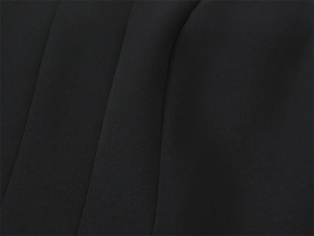 Women Pleated Design Sexy Dress Wide Hem Splicing Long Temperament Elegant Black Sleeveless Slim Dresses