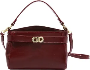 Women PU Leather Shoulder Bag Small Crossbody Handbag Retro Square Satchel Top Handle Purse