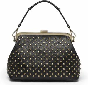 Women Punk Purse Top-handle Handbag Rivet Shoulder Crossbody Bag PU Leather Tote Satchel