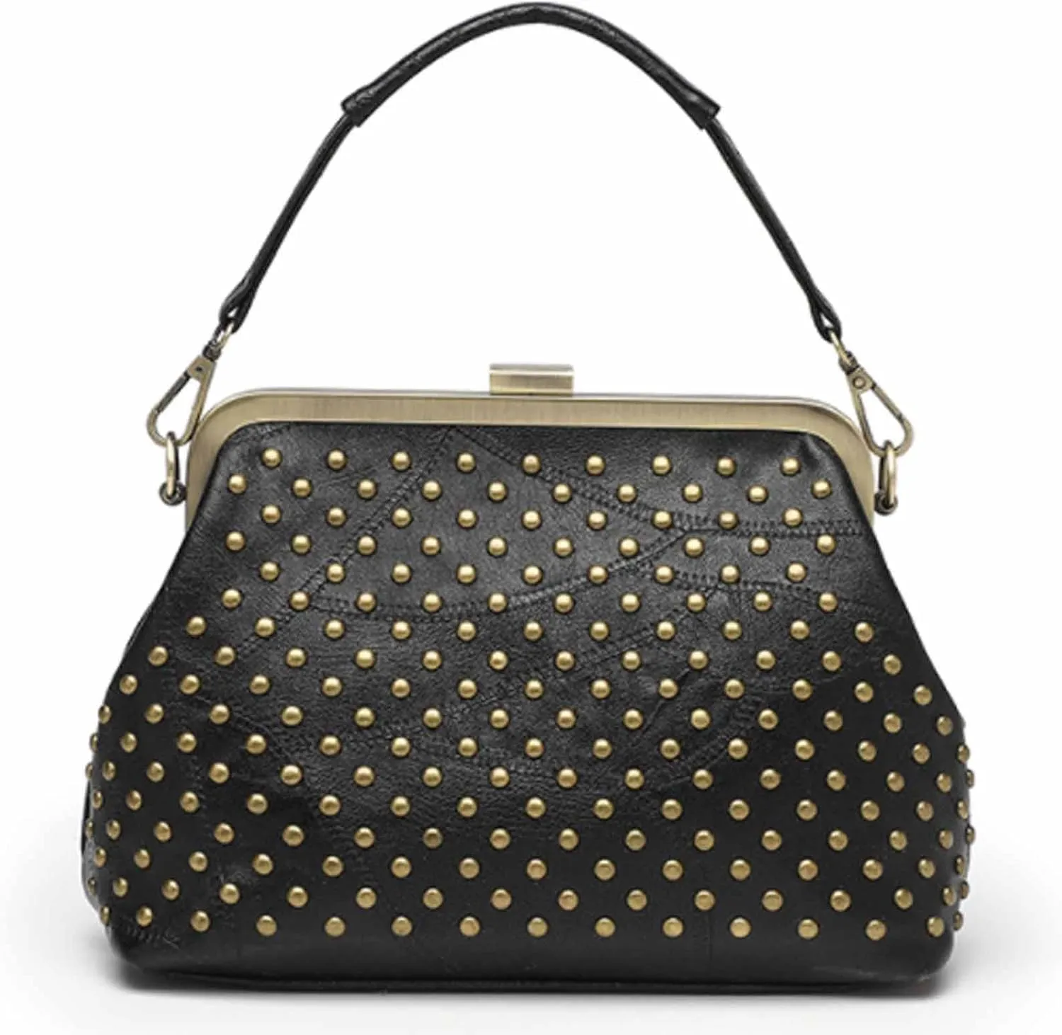 Women Punk Purse Top-handle Handbag Rivet Shoulder Crossbody Bag PU Leather Tote Satchel