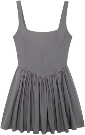 Women Square Neck Shiny Halter Mini Dress Sexy Elegant Line Dress