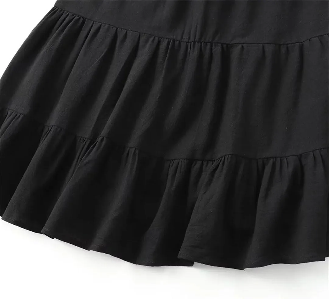 Women Summer Product Sleeveless Sexy Midi Layered Splicing Strap Short Dress
