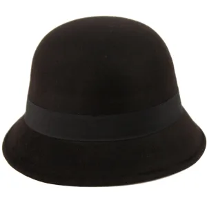 Women's 1920s Vintage Wool Felt Cloche Bucket Bowler Hat Winter
