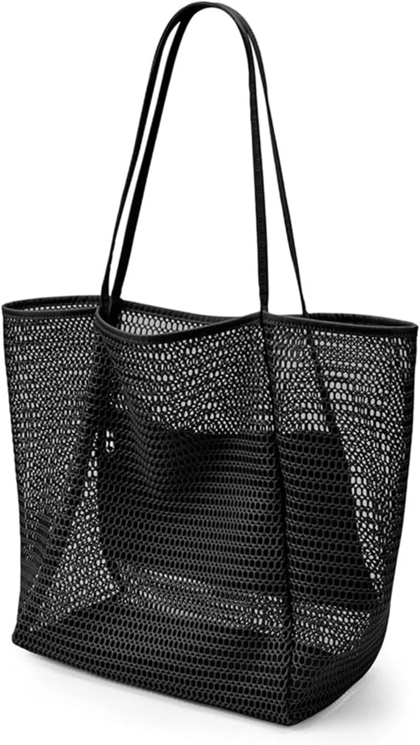 Women's Beach Bag Mesh Handbag High Capacity Travel Go Out Swimming Bag Multifunctional Single Shoulder Bag