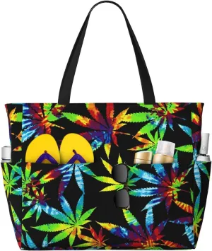Women's Beach Tote Bag Large Waterproof Travel Bags with Pockets Sandproof Handbag for Camping Gym Pool