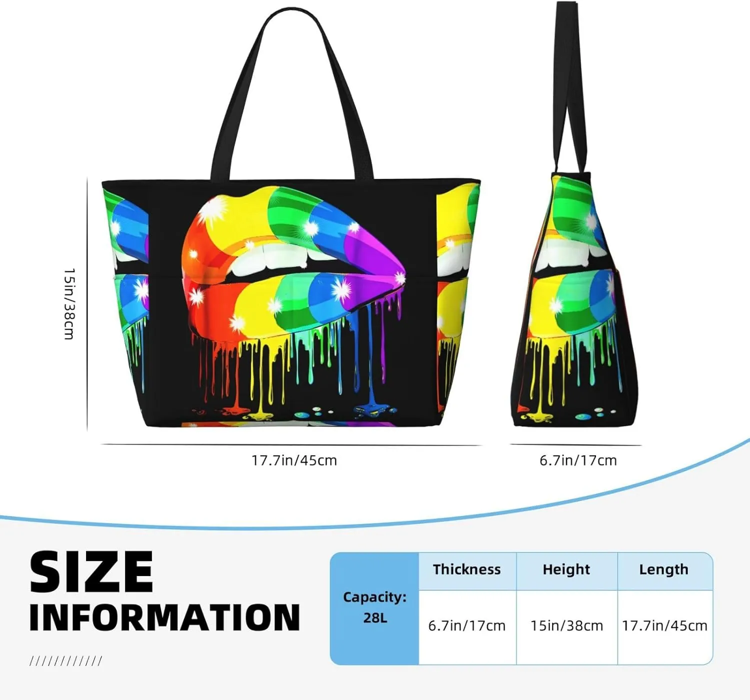Women's Beach Travel Bags Large Waterproof Tote Bag with Pockets Sandproof Handbag for Beach Gym Vacation