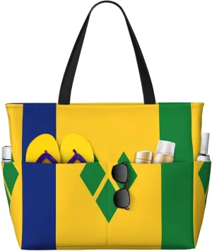 Women's Beach Travel Bags Large Waterproof Tote Bag with Pockets Sandproof Handbag for Beach Gym Vacation