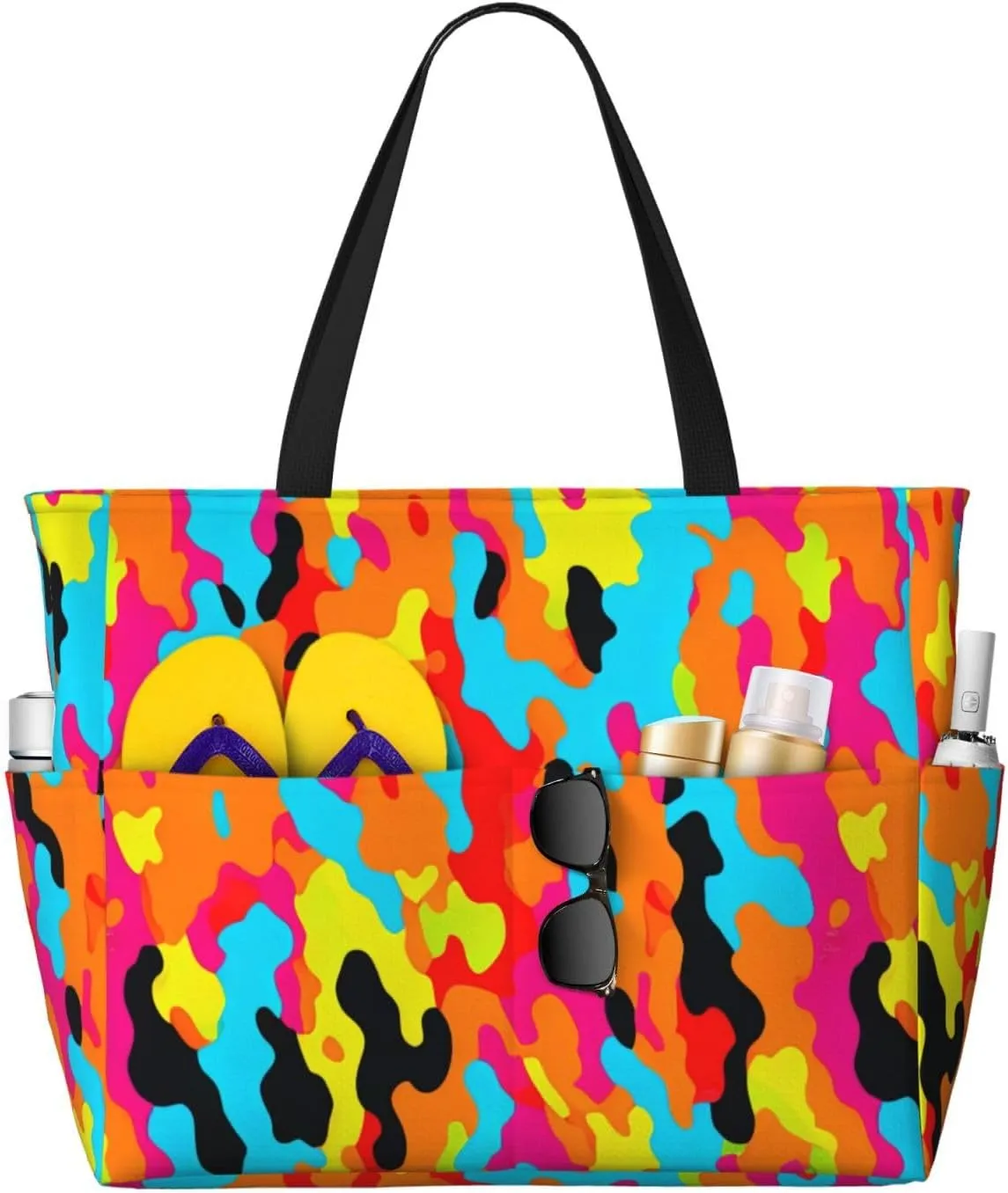 Women's Beach Travel Bags Large Waterproof Tote Bag with Pockets Sandproof Handbag for Beach Gym Vacation