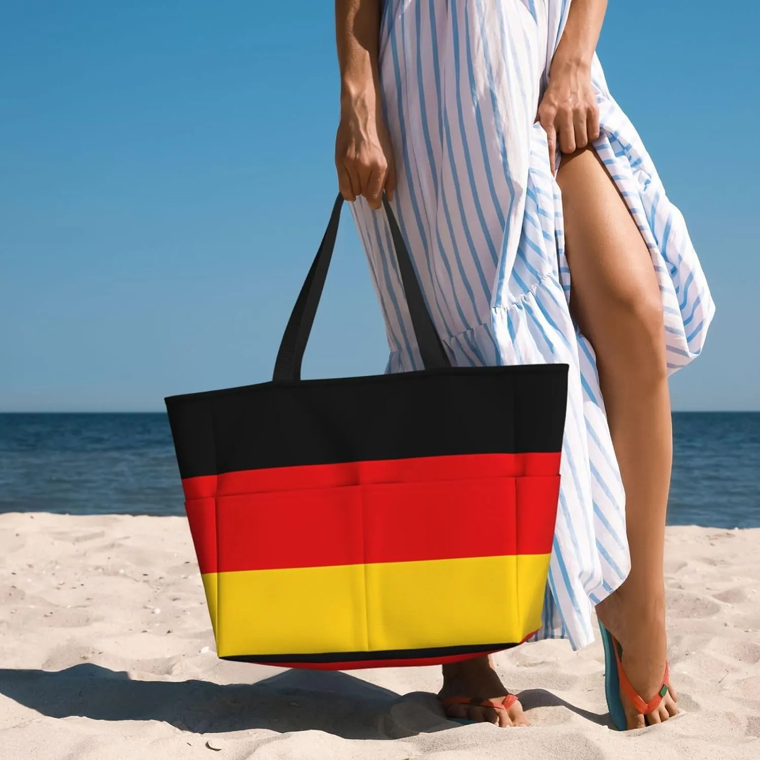 Women's Beach Travel Bags Large Waterproof Tote Bag with Pockets Sandproof Handbag for Beach Gym Vacation