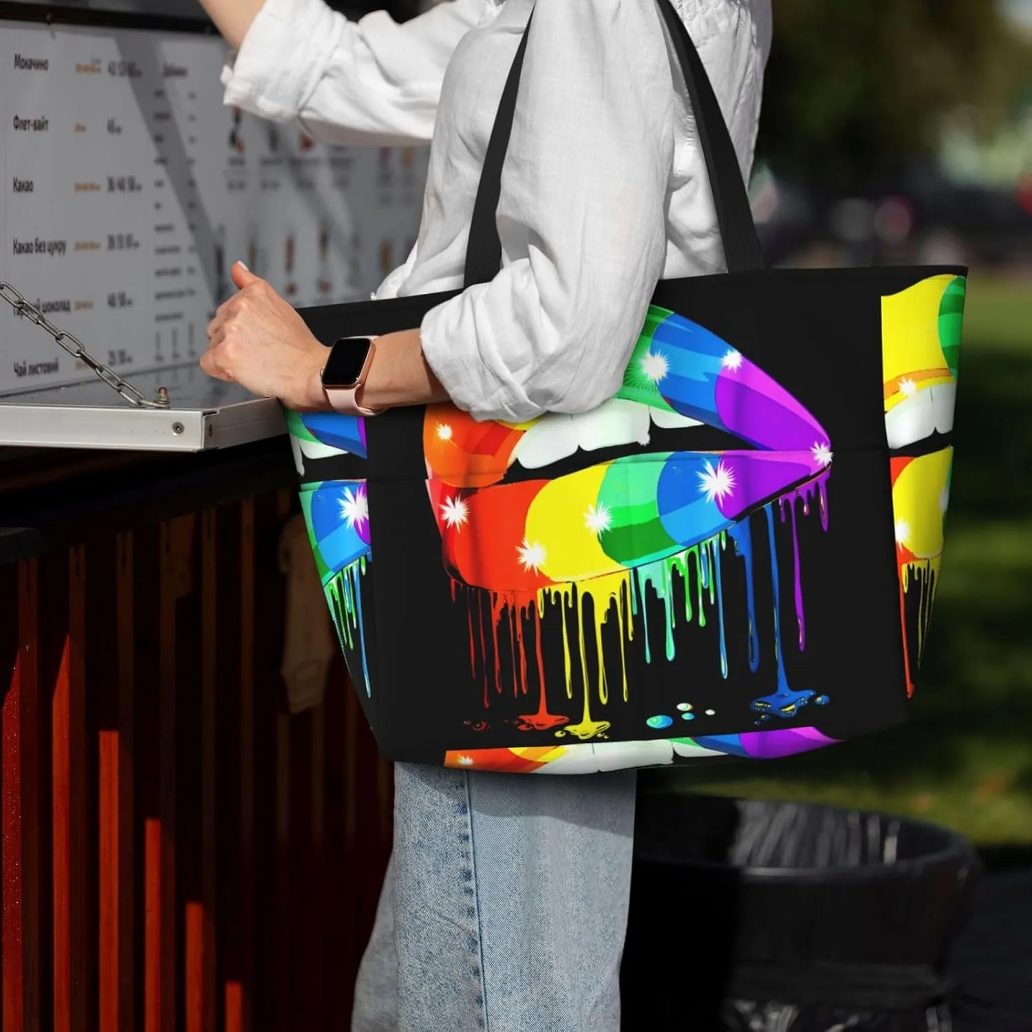 Women's Beach Travel Bags Large Waterproof Tote Bag with Pockets Sandproof Handbag for Beach Gym Vacation