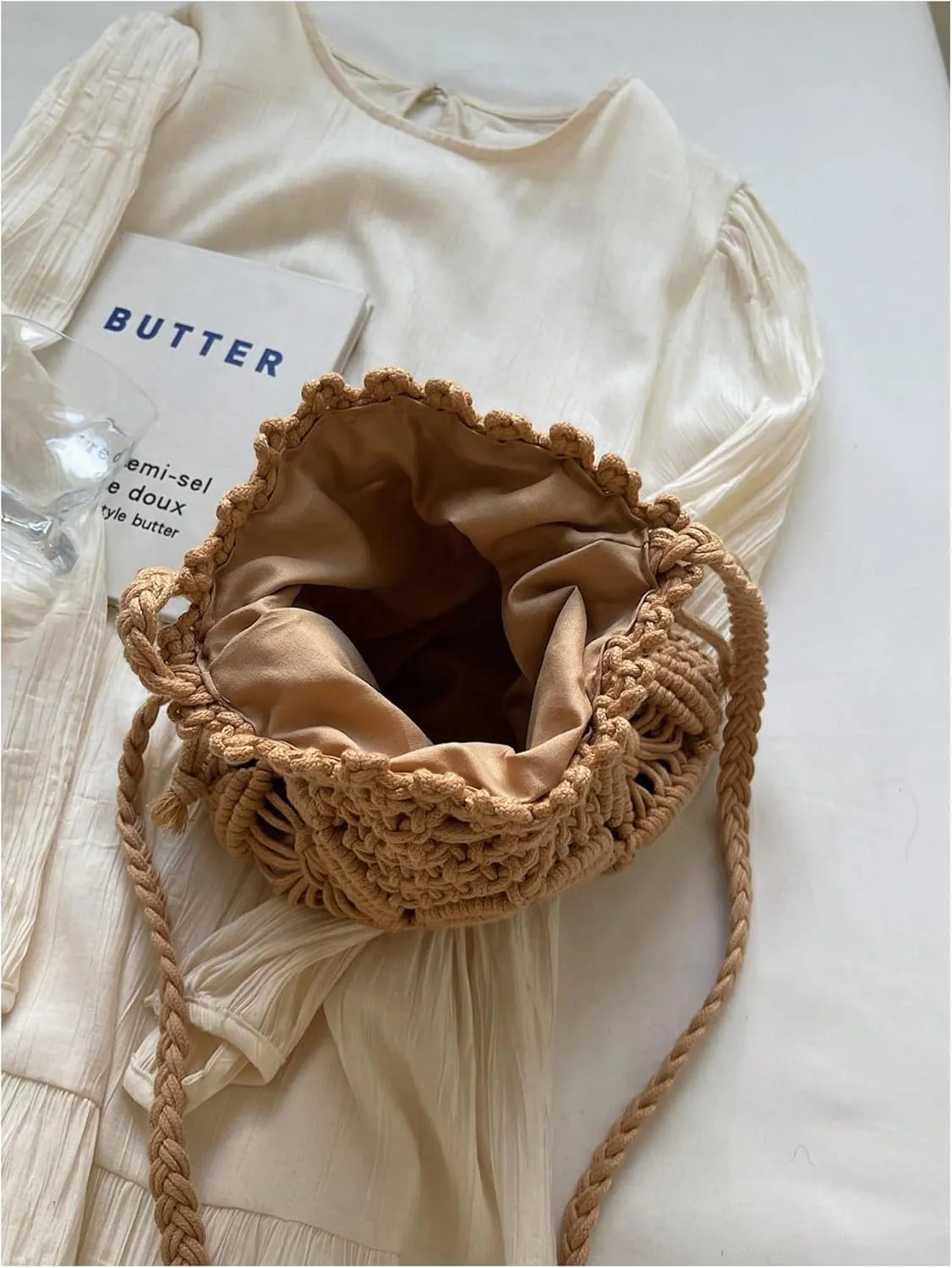 Women's Boho Drawstring Crossbody Bag Beach Vacation Resort Shoulder Bags