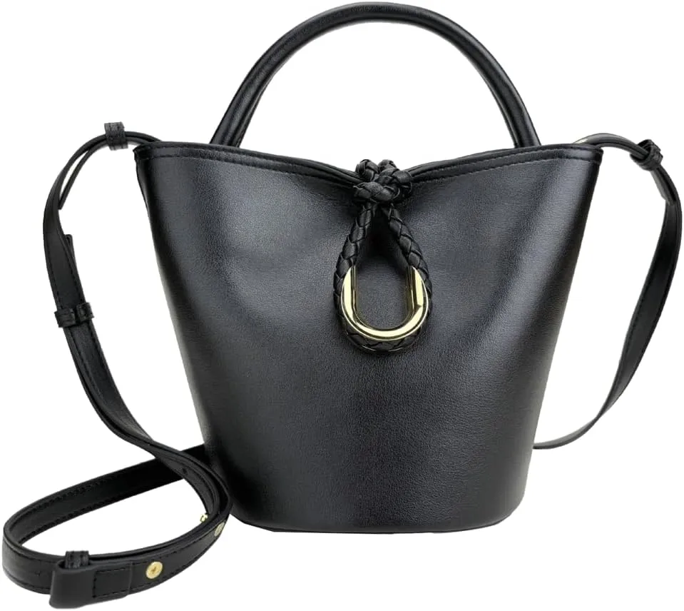 Women's Bucket Bag Retro Shoulder Bag Top Handle Handbags PU Leather Small Bucket Crossbody Bags Trendy Bucket Purse