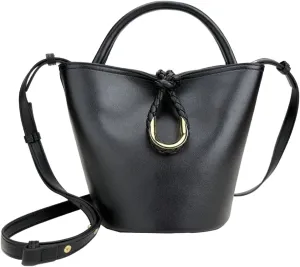 Women's Bucket Bag Retro Shoulder Bag Top Handle Handbags PU Leather Small Bucket Crossbody Bags Trendy Bucket Purse