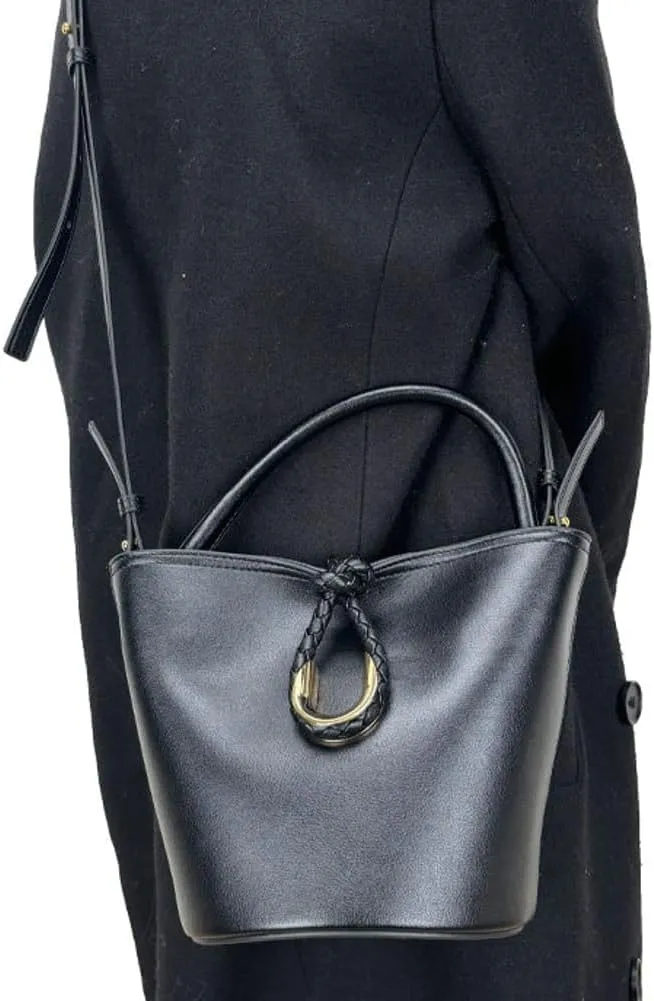 Women's Bucket Bag Retro Shoulder Bag Top Handle Handbags PU Leather Small Bucket Crossbody Bags Trendy Bucket Purse
