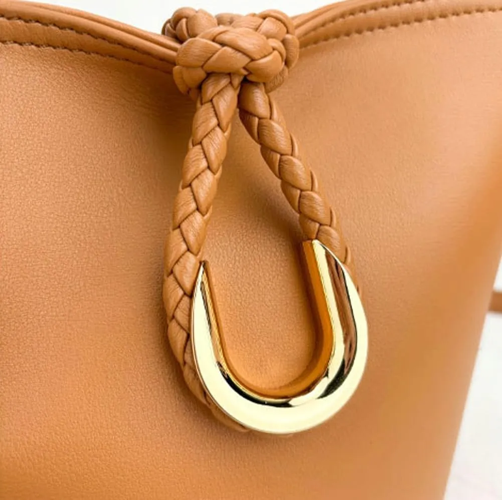 Women's Bucket Bag Retro Shoulder Bag Top Handle Handbags PU Leather Small Bucket Crossbody Bags Trendy Bucket Purse