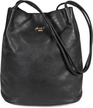 Women's Fashion Designer Medium Size Plain Soft Vegan Leather Hobo Bucket Tote Shoulder Bag - Delilah
