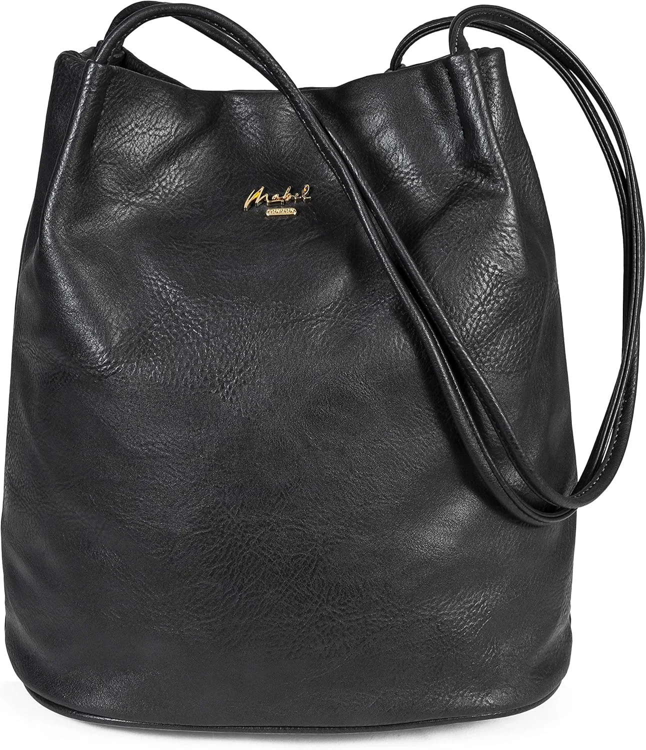 Women's Fashion Designer Medium Size Plain Soft Vegan Leather Hobo Bucket Tote Shoulder Bag - Delilah