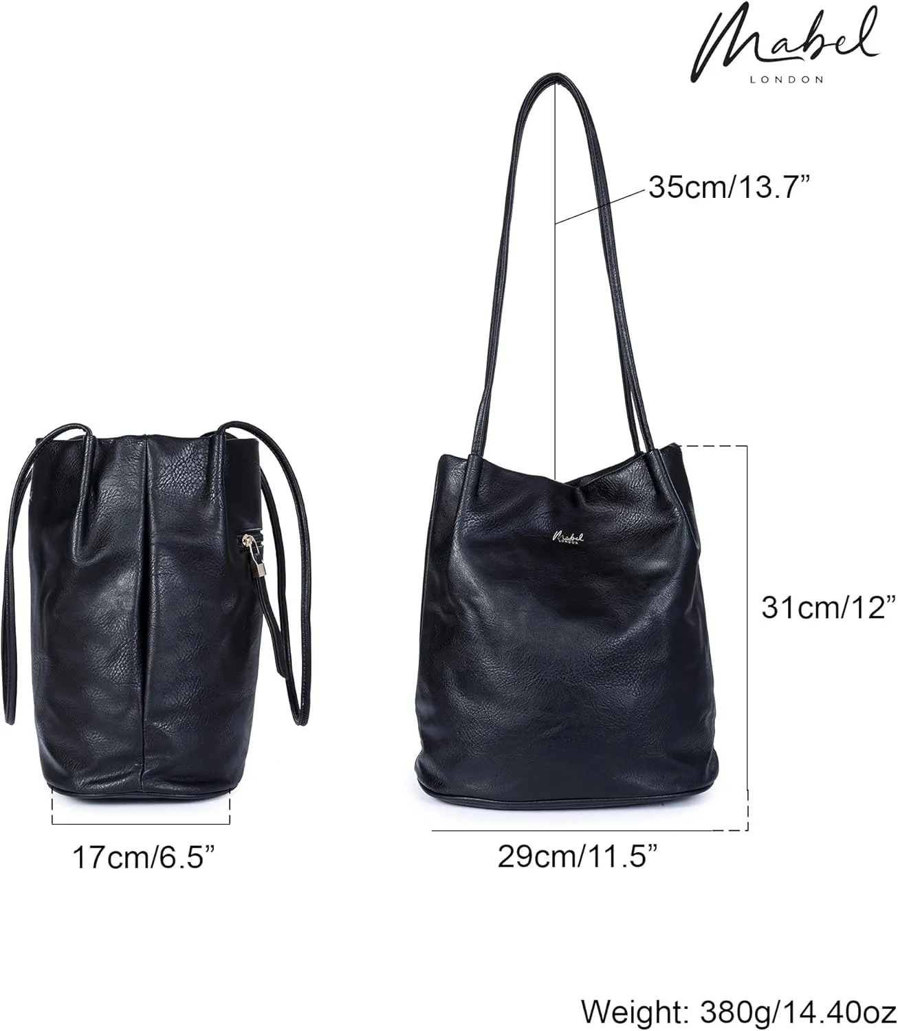 Women's Fashion Designer Medium Size Plain Soft Vegan Leather Hobo Bucket Tote Shoulder Bag - Delilah