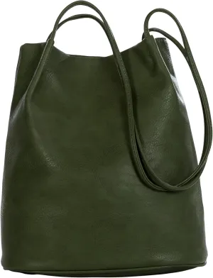 Women's Fashion Designer Medium Size Plain Soft Vegan Leather Hobo Bucket Tote Shoulder Bag - Delilah