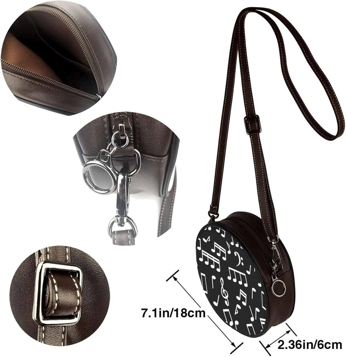 Women's Faux Leather Crossbody Bag Handle Circle Bag Mini Purse Clutch Handbag