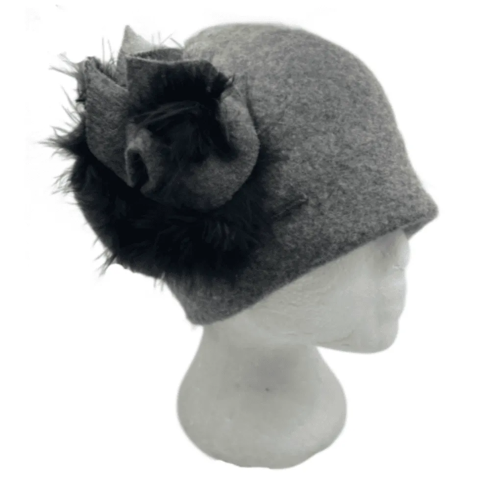 Women's GATSBY 20s Winter Wool Cap Beanie Cloche Crochet Bucket Floral Hat