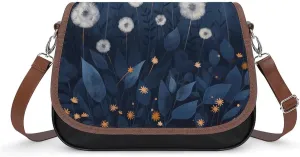 Women's Handbag Dandelions Print Satchel Bag Leather Crossbody Bag Waterproof Messenger Bag