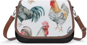 Women's Handbag Roosters And Chicken Satchel Bag Leather Crossbody Bag Waterproof Messenger Bag