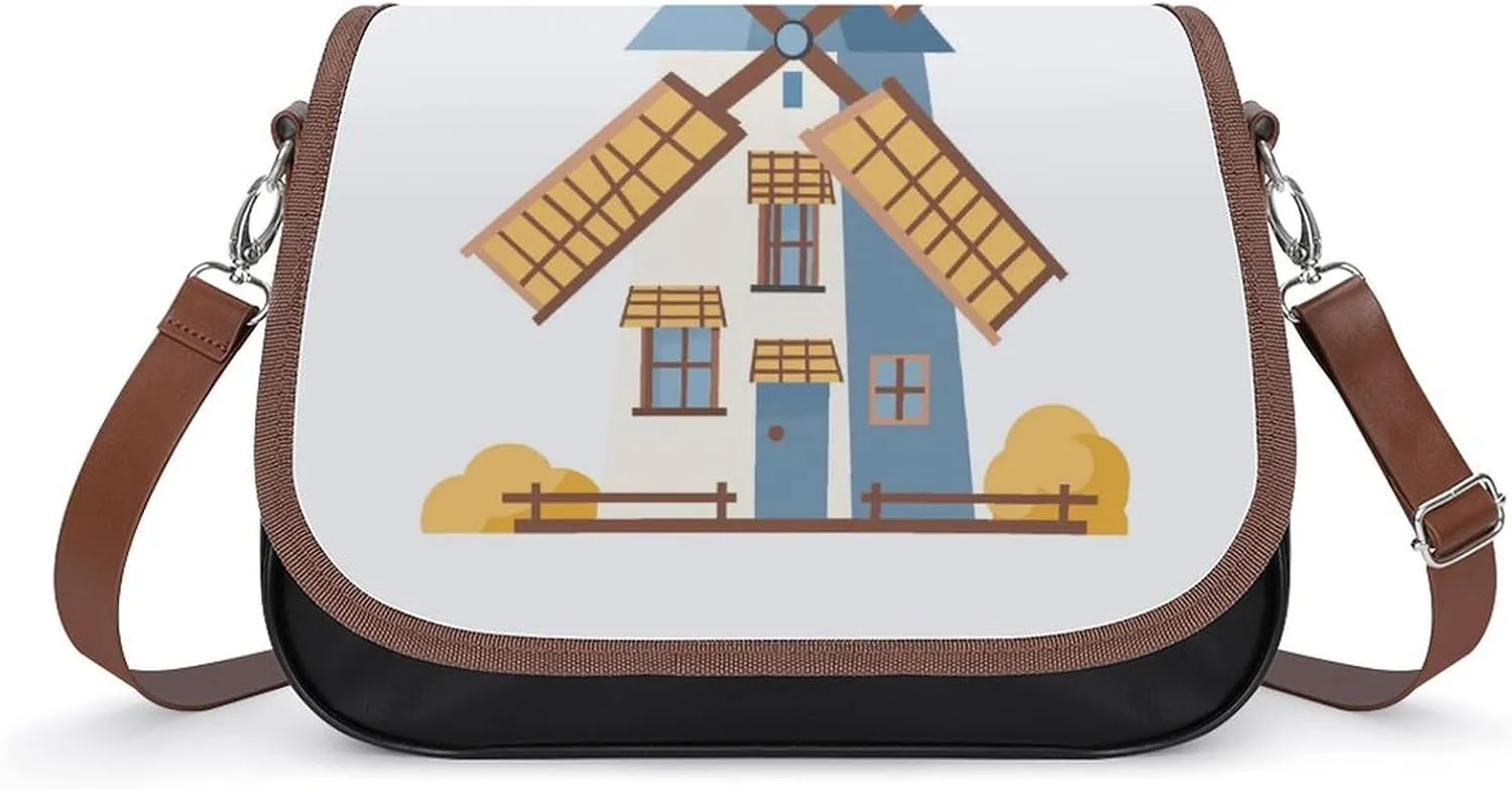 Women's Handbag Windmill Satchel Bag Leather Crossbody Bag Waterproof Messenger Bag